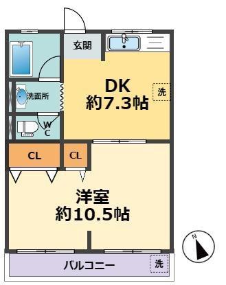 兵庫ハイツ(1DK/3階)の間取り写真