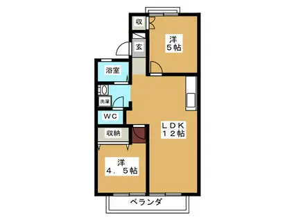 コーポゴトウフローラ I(2LDK/2階)の間取り写真