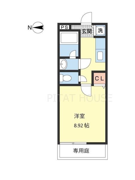 ヴィラソレイユ(1K/1階)の間取り写真