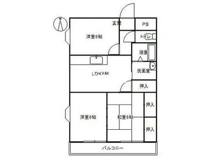 ブライトリィ三溝(3DK/1階)の間取り写真