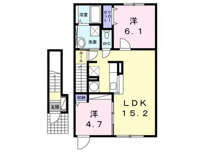 アリ・ビラI(2LDK/2階)の間取り写真