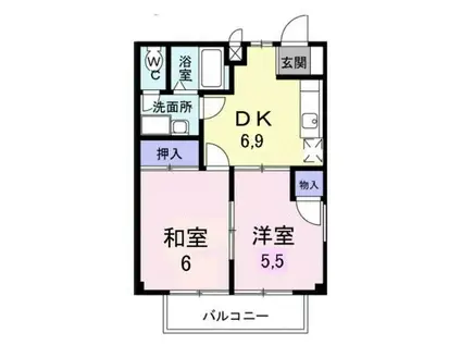牟礼ぐらしROOMI・II・III棟(2DK/2階)の間取り写真