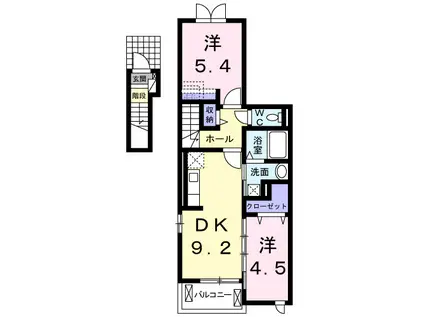 チェリーブロッサムII(2DK/2階)の間取り写真