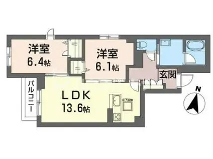 ルシェルクレール(2LDK/1階)の間取り写真