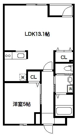 ゴールドクレスト(1LDK/2階)の間取り写真
