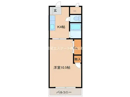 ウッドハウスII(1K/3階)の間取り写真