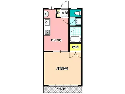 グリーンハイツ高森(1DK/2階)の間取り写真