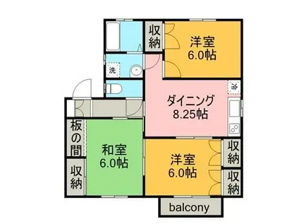 ラ・テルベール桜木 D(3DK/1階)の間取り写真