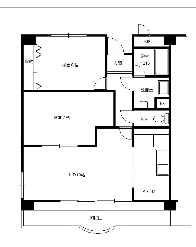 ビューテラス富貴(2LDK/3階)の間取り写真