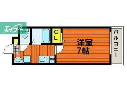 ウェーブレジデンス北長瀬(1K/2階)の間取り写真