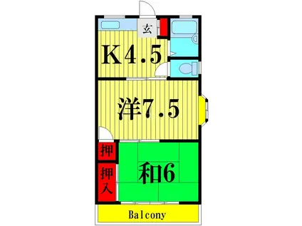 ハイム・ドゥライ(2K/2階)の間取り写真