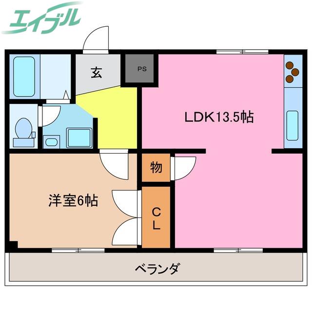 コム四日市(1LDK/3階)の間取り写真