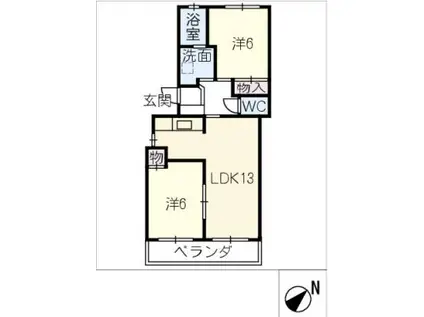サンハイツ大豊(2LDK/4階)の間取り写真