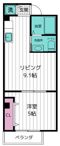 CASA DE TACHIKAWA(1LDK/3階)の間取り写真