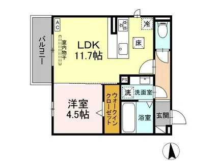 COMMONS(1LDK/1階)の間取り写真