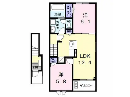 アルカンシェル NE(2LDK/2階)の間取り写真