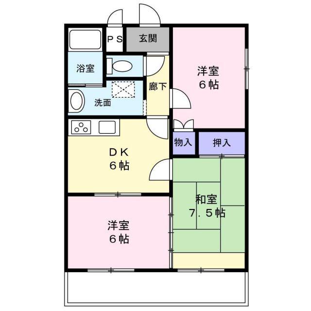ソレアード(3DK/1階)の間取り写真