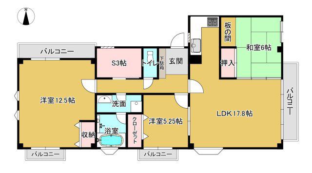 カンフォートやすむろ(3SLDK/3階)の間取り写真