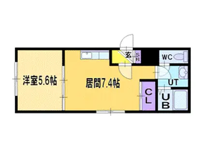 パームヒル南郷2(1LDK/4階)の間取り写真