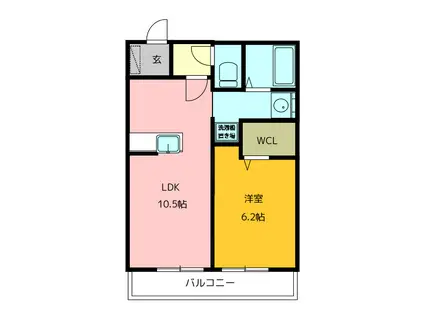 テラスビュー(1LDK/1階)の間取り写真