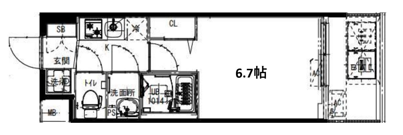 ALIVIS福島海老江(1K/8階)の間取り写真