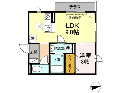 ハイアークD(1LDK/1階)の間取り写真