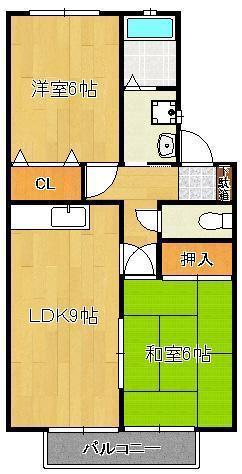 シティベ-ル上上津役(2DK/1階)の間取り写真