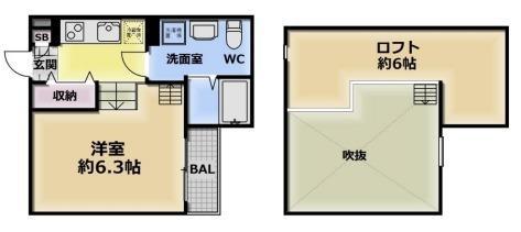 グレンセレーノ石津(1K/2階)の間取り写真