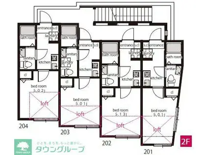 フォレストタウンY(1K/2階)の間取り写真