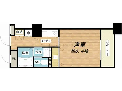 メゾンドヴィレ大阪城公園前(1K/17階)の間取り写真