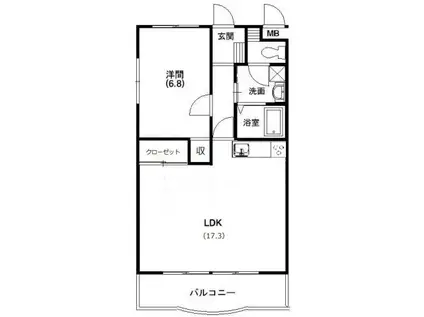 ハーモニー(1LDK/2階)の間取り写真