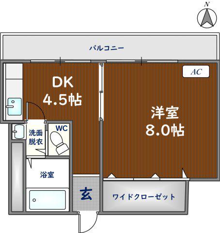 東花園コーポ(1DK/4階)の間取り写真