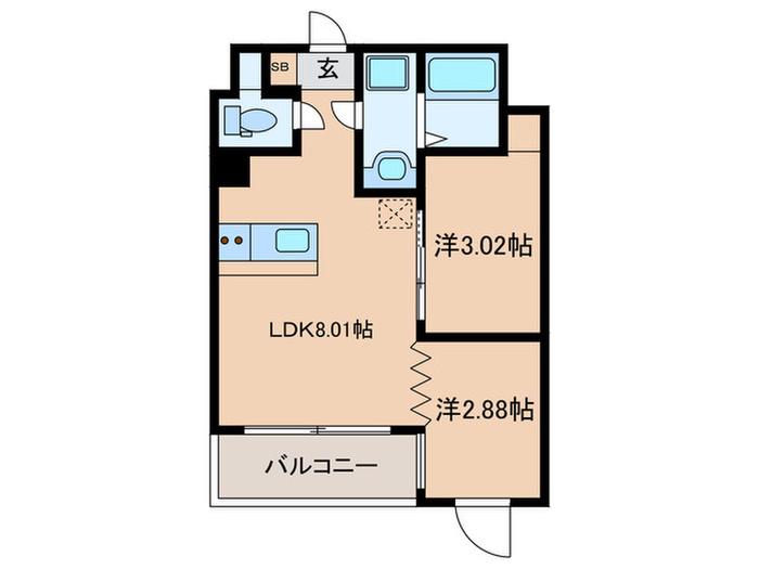 THE GRANDWIN(2LDK/3階)の間取り写真