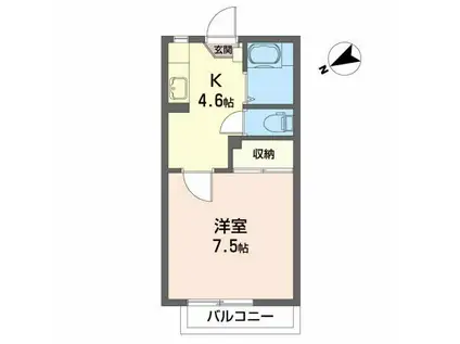 加賀野壱番街A(1K/2階)の間取り写真