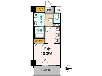 黄金森ガーデンI(ワンルーム/5階)の間取り写真