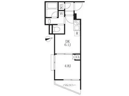 ハーモニーレジデンス神楽坂ヒルズFIRST(1DK/2階)の間取り写真