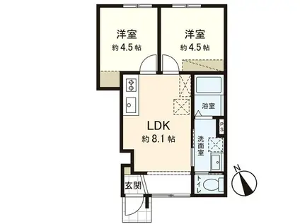グリーンパーク南光台東(2LDK/1階)の間取り写真