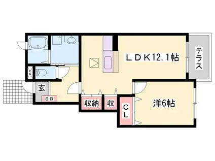 ウィル ヴェステージ壱番館(1LDK/1階)の間取り写真