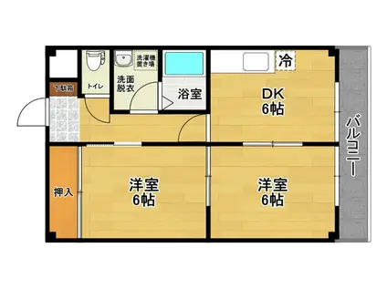 郡山ガーデンマンション(2DK/4階)の間取り写真