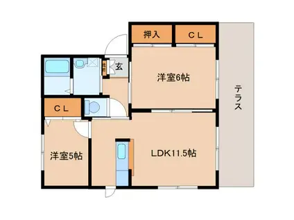 ハピネス2番館(2LDK/1階)の間取り写真