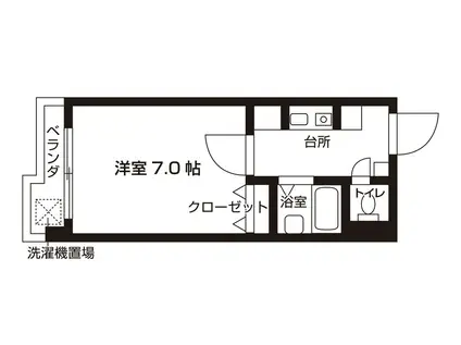 パティオII(1K/3階)の間取り写真