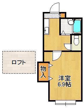 パンシオン ヴィラブランテ D棟(1K/2階)の間取り写真