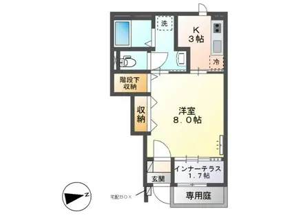 ラ・トレフル(1K/1階)の間取り写真