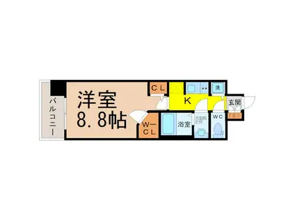 LA DOUCEUR志賀本通II(1K/11階)の間取り写真