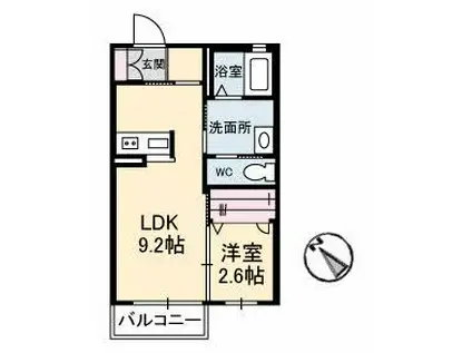 シャーメゾン唯(1LDK/2階)の間取り写真