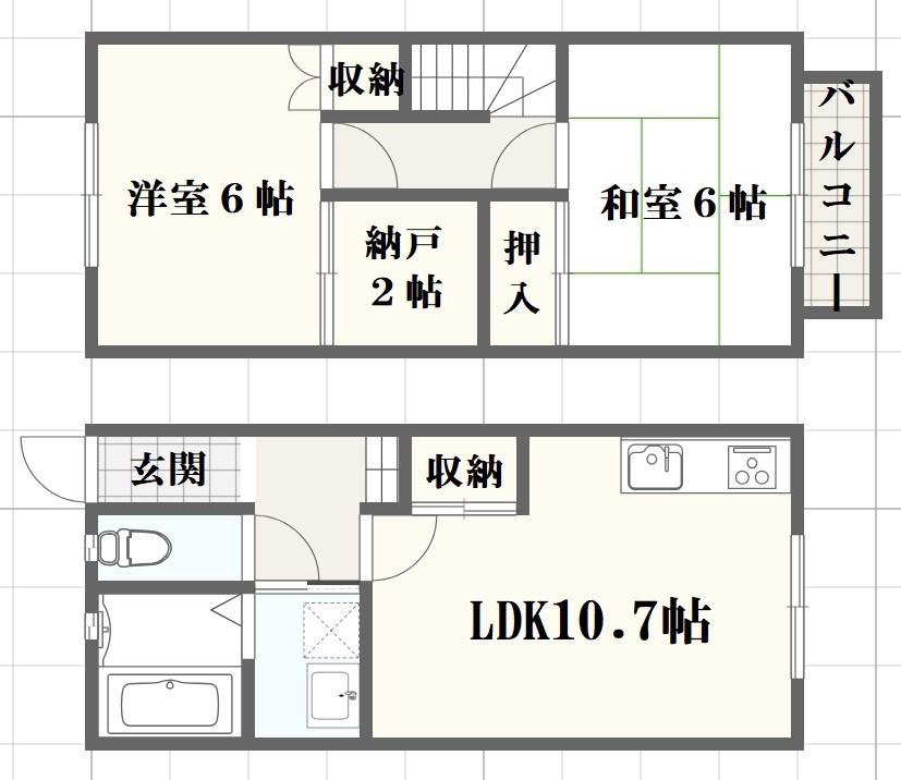 フレンドめが(2LDK/1階)の間取り写真
