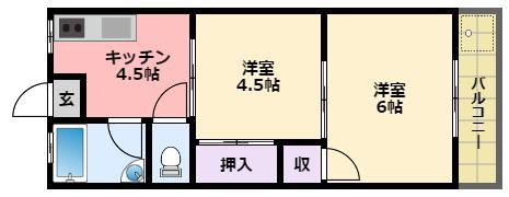 寿コーポ(2K/3階)の間取り写真