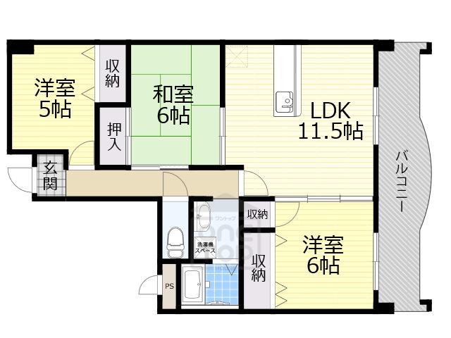 ヴェルドミール桃山台(3LDK/1階)の間取り写真