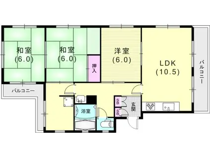 ハイツ輝(3LDK/4階)の間取り写真