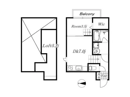 FAMILY STAGE道徳 II(1DK/1階)の間取り写真